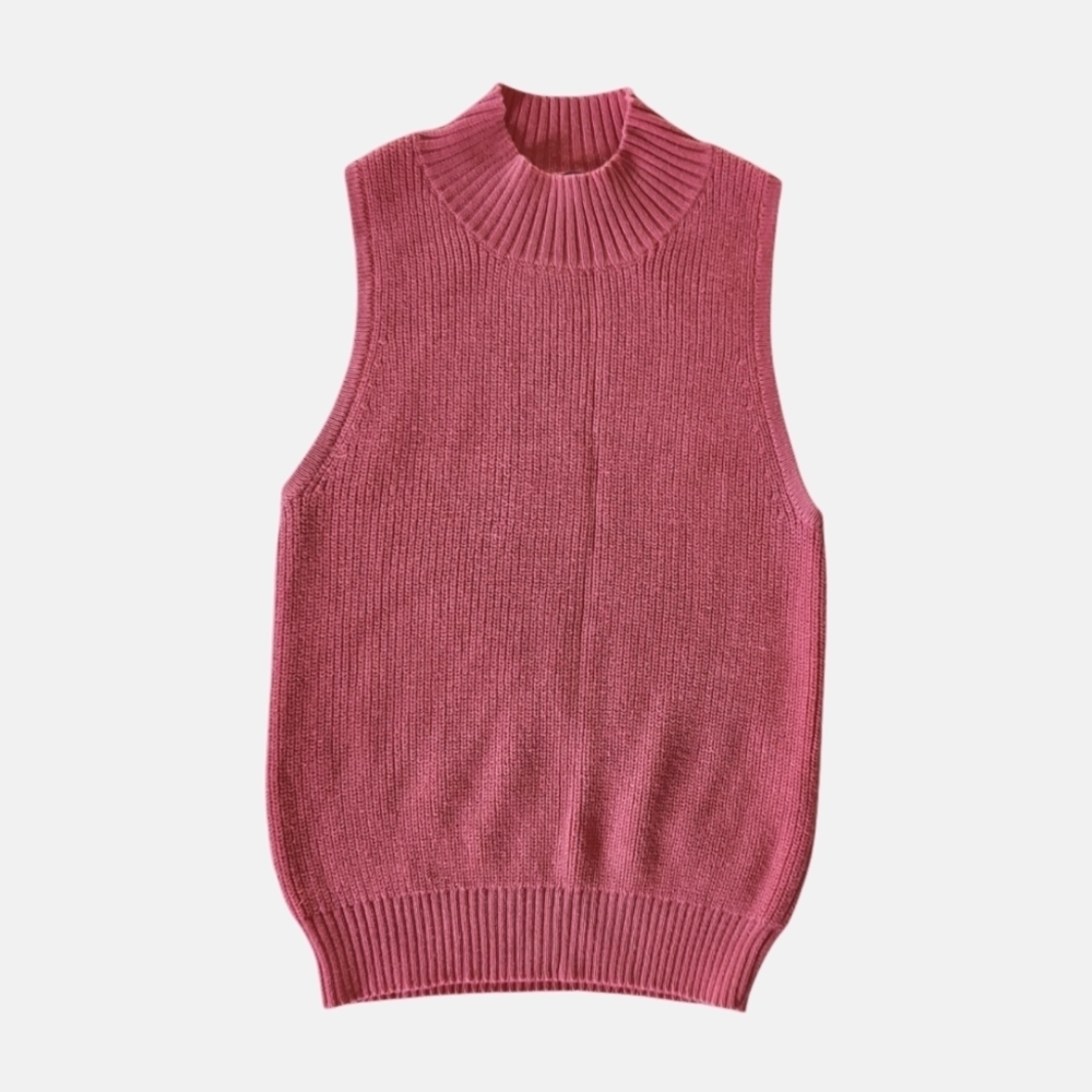 Lulu's Pink/Coral Mock-Neck Knit Sweater Vest